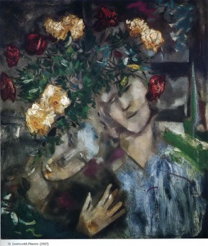 Amantes con flores contemporáneo Marc Chagall Pinturas al óleo